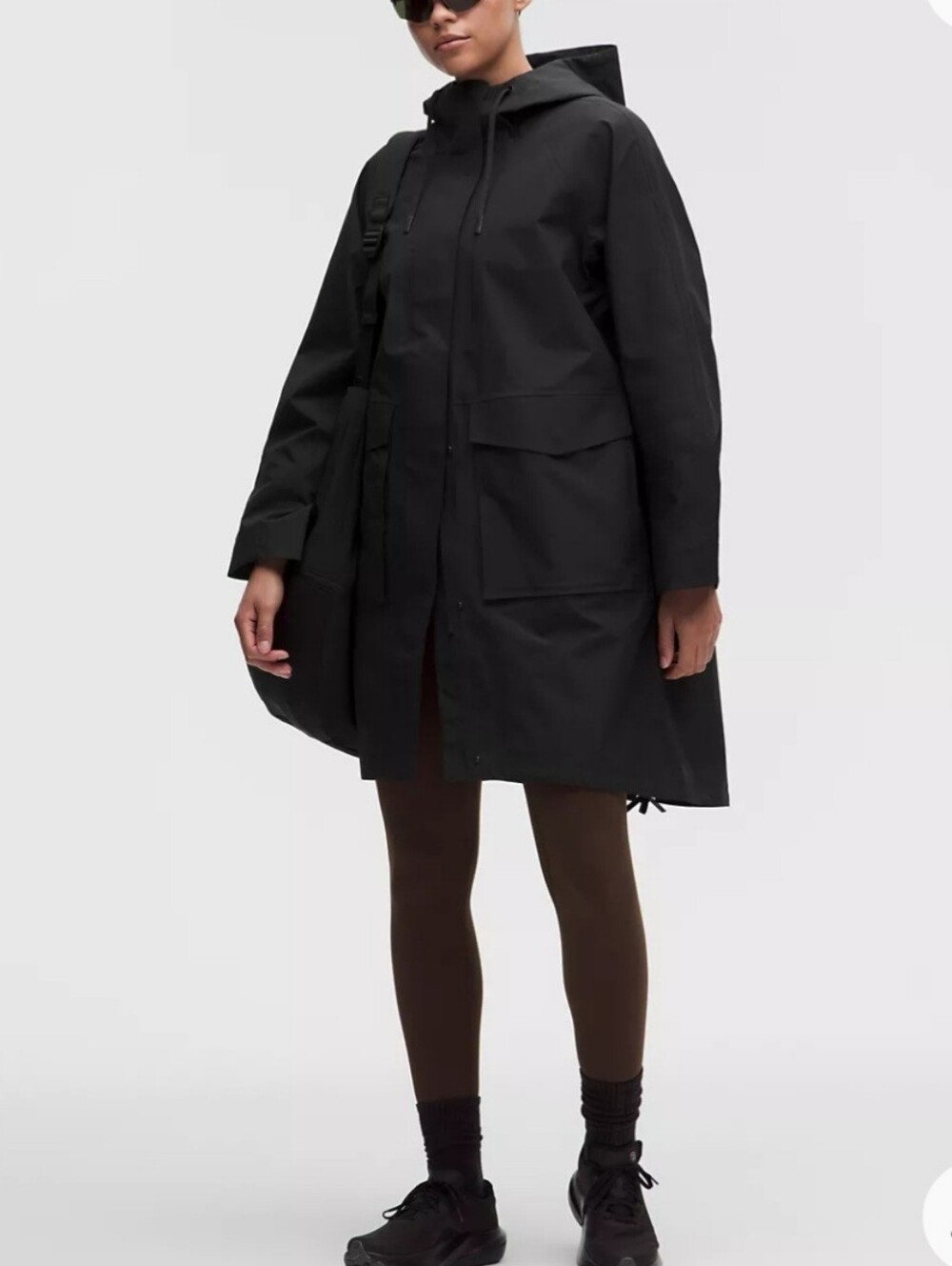 Lululemon Womens Waterproof Fishtail Rain Coat Black Size XL NEW